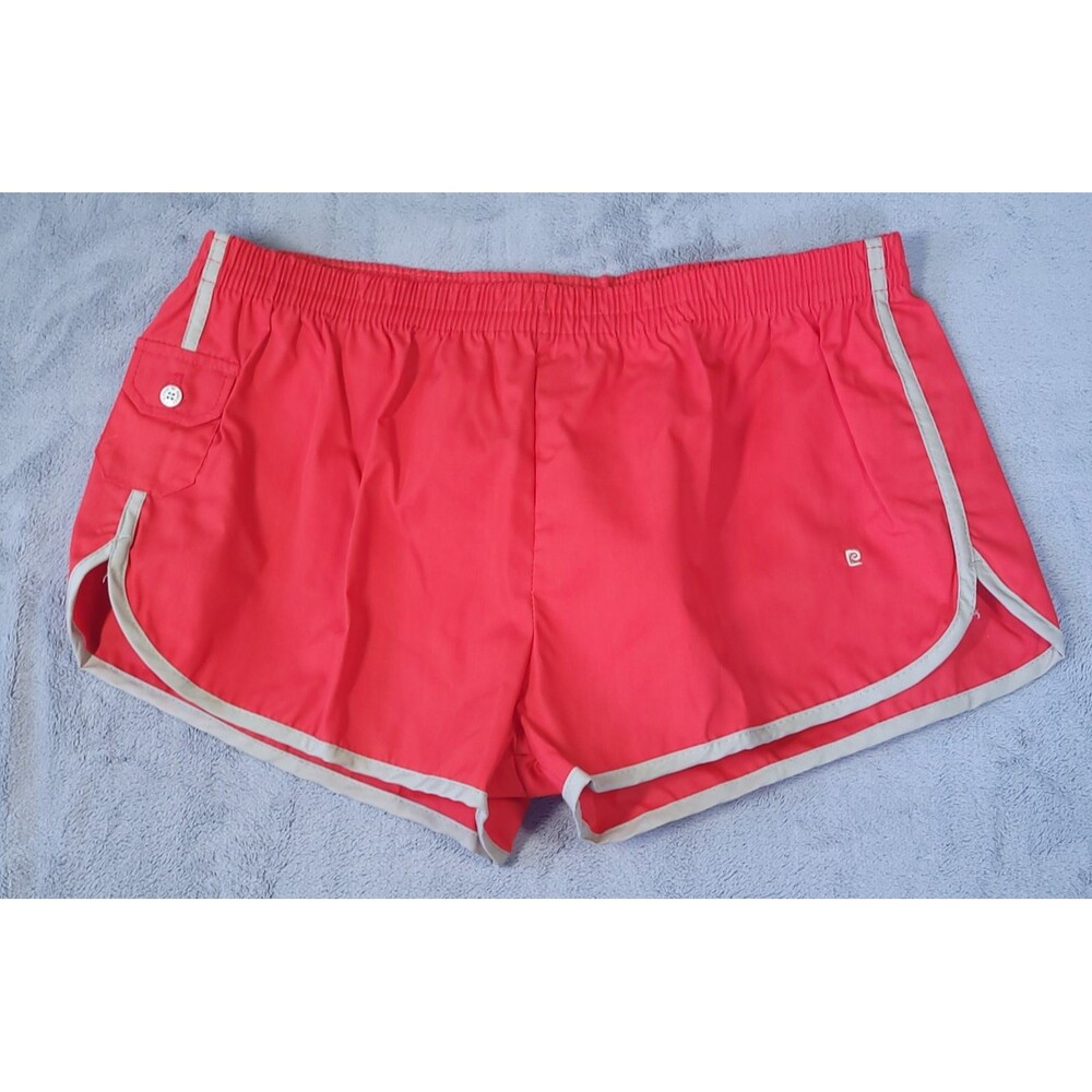 VINTAGE Pierre Cardin Relax Running Gym Shorts Mens Size XL 40-42 Red Tan 80s
